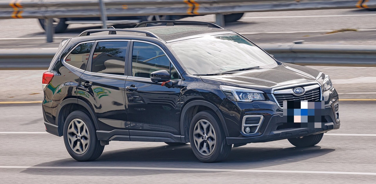 Subaru Forester. Photo: Dinkun Chen, CC BY-SA 4.0, via Wikimedia Commons; plates blurred per our privacy policy.
